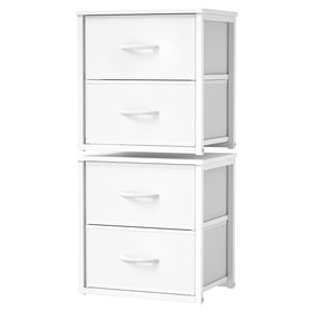 DAOUTIME stackable drawers four-drawer unit in white with wooden top for organized storage.