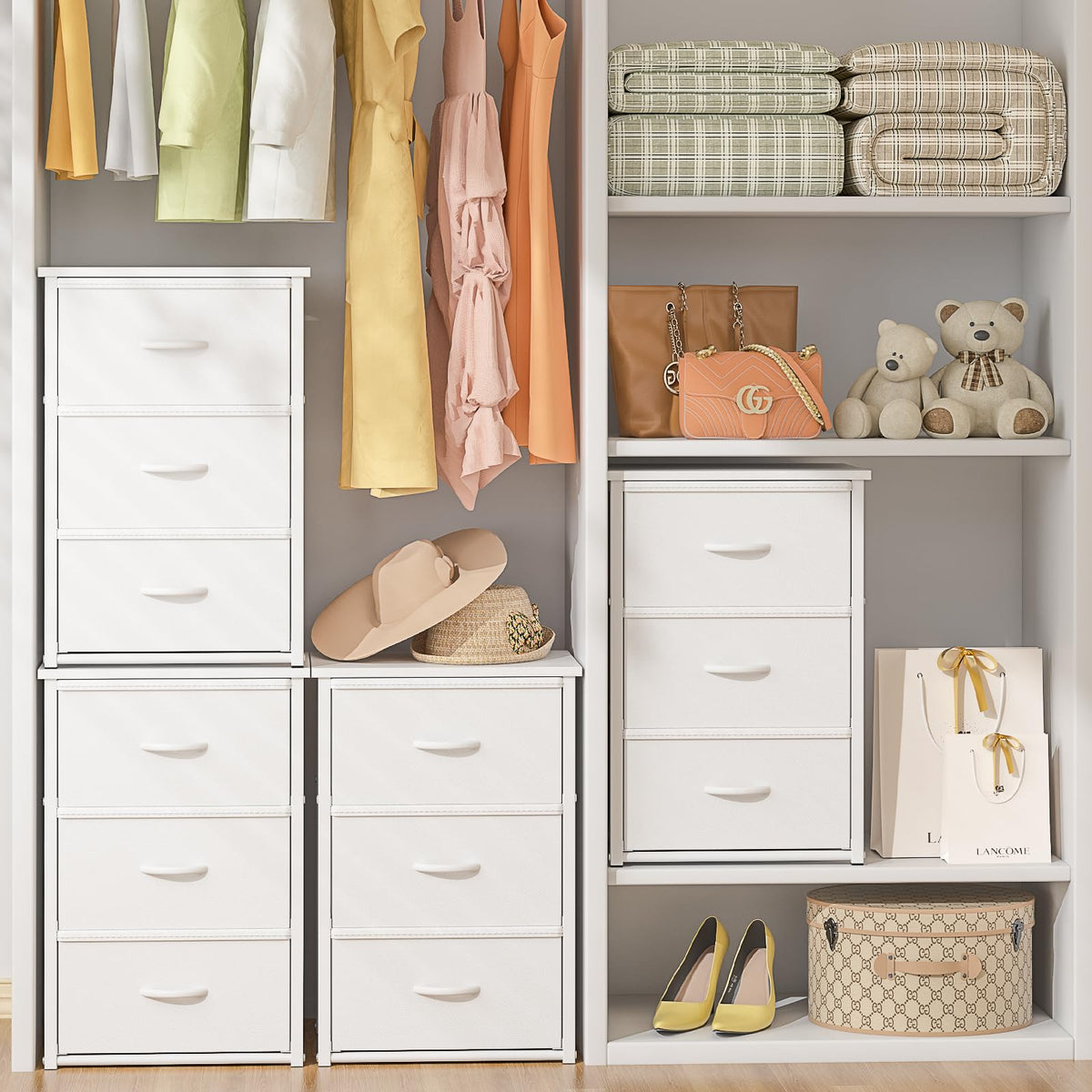 DAOUTIME side-angle view of freestanding dresser for compact rooms