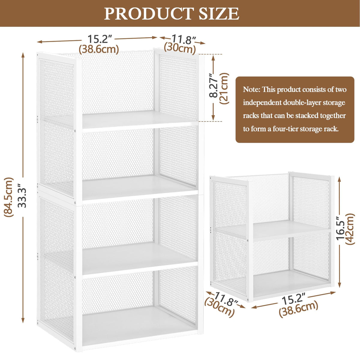 DAOUTIME two-pack closet rack with wooden shelves supports sturdy sweater storage.
