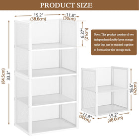 DAOUTIME two-pack closet rack with wooden shelves supports sturdy sweater storage.
