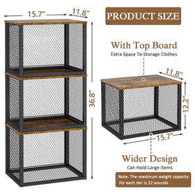 DAOUTIME 3-tier unit features durable iron mesh for sturdy wardrobe storage.