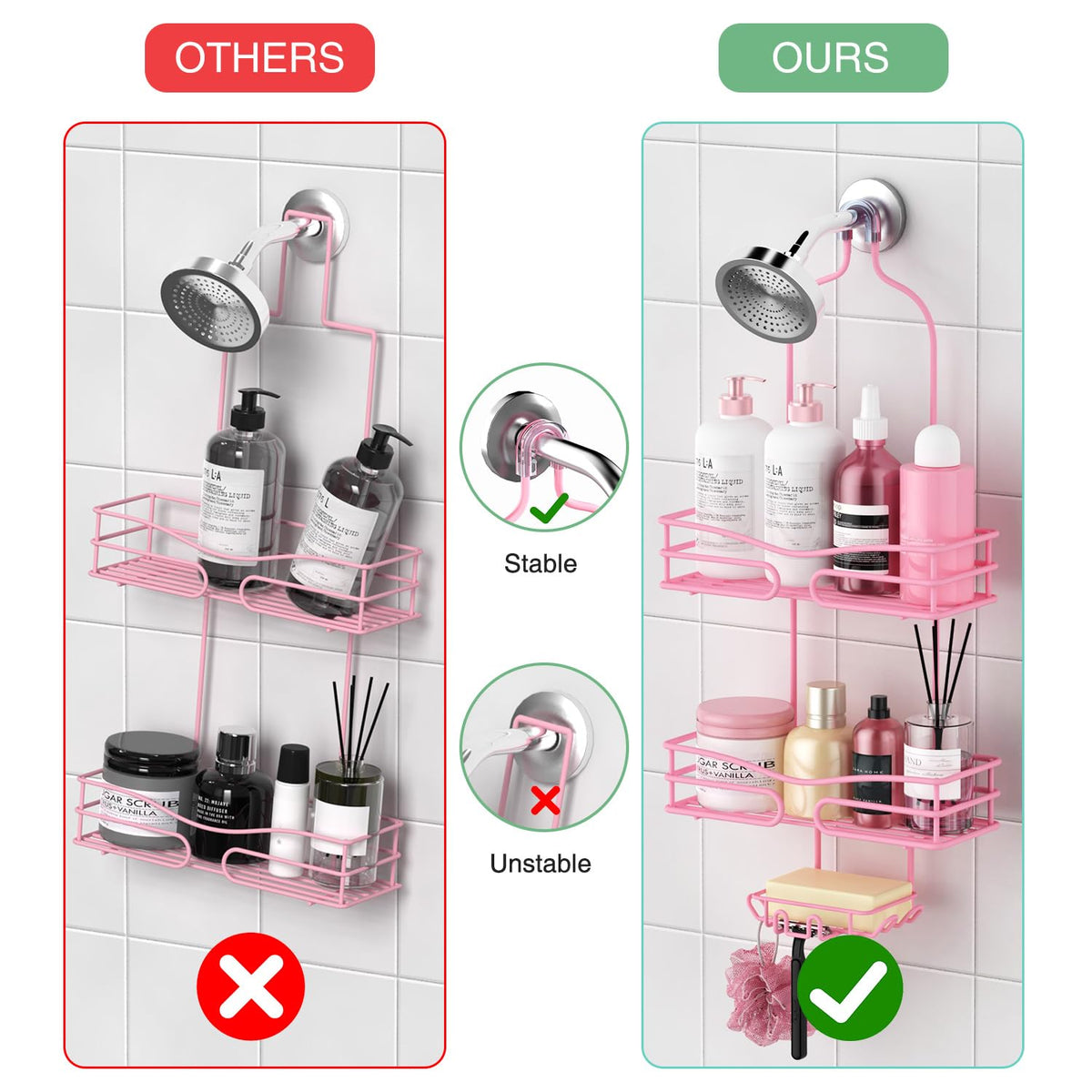 DAOYA anti-sway design keeps your shower items steady.
