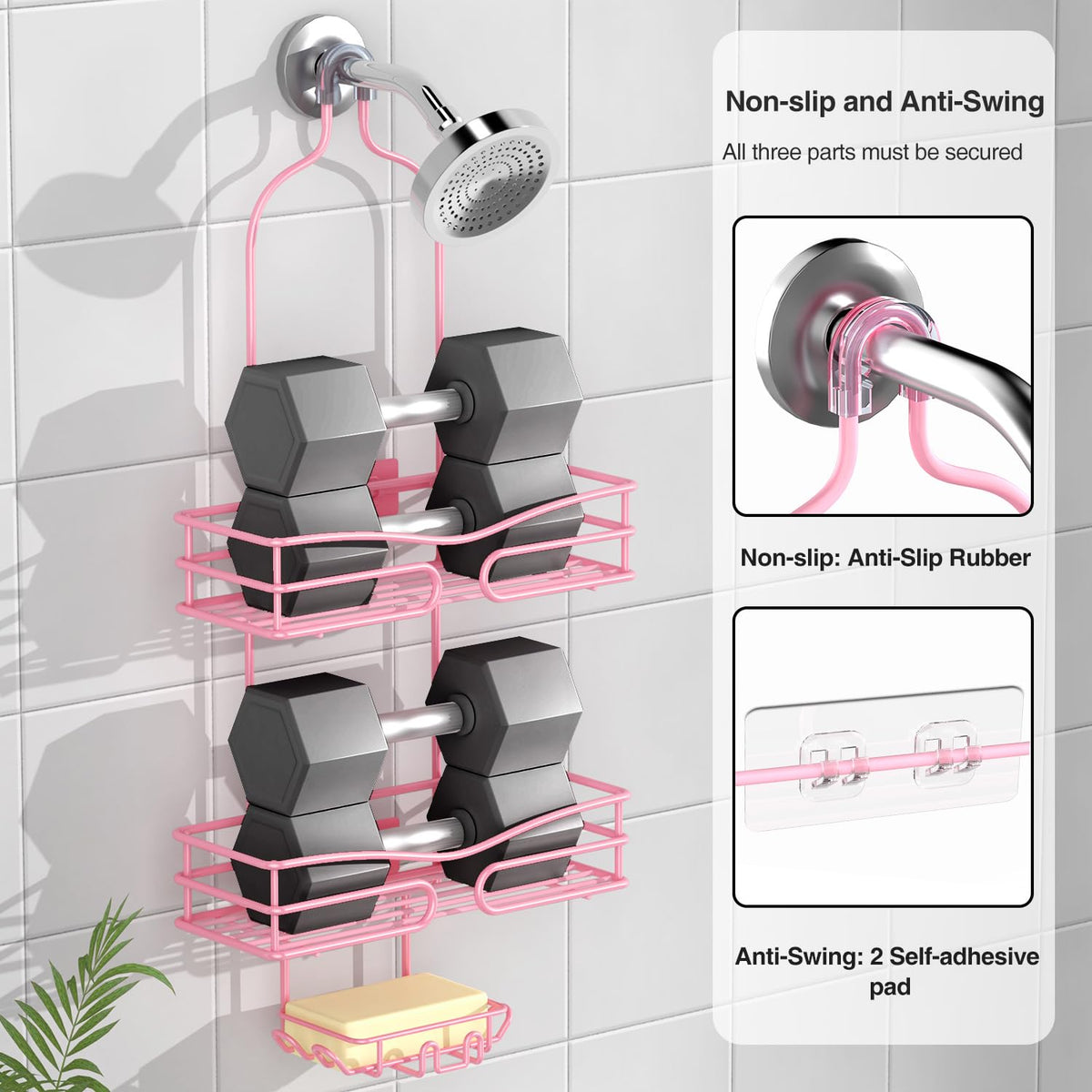 DAOYA bathroom organizer with 6 hooks for razors and towels.