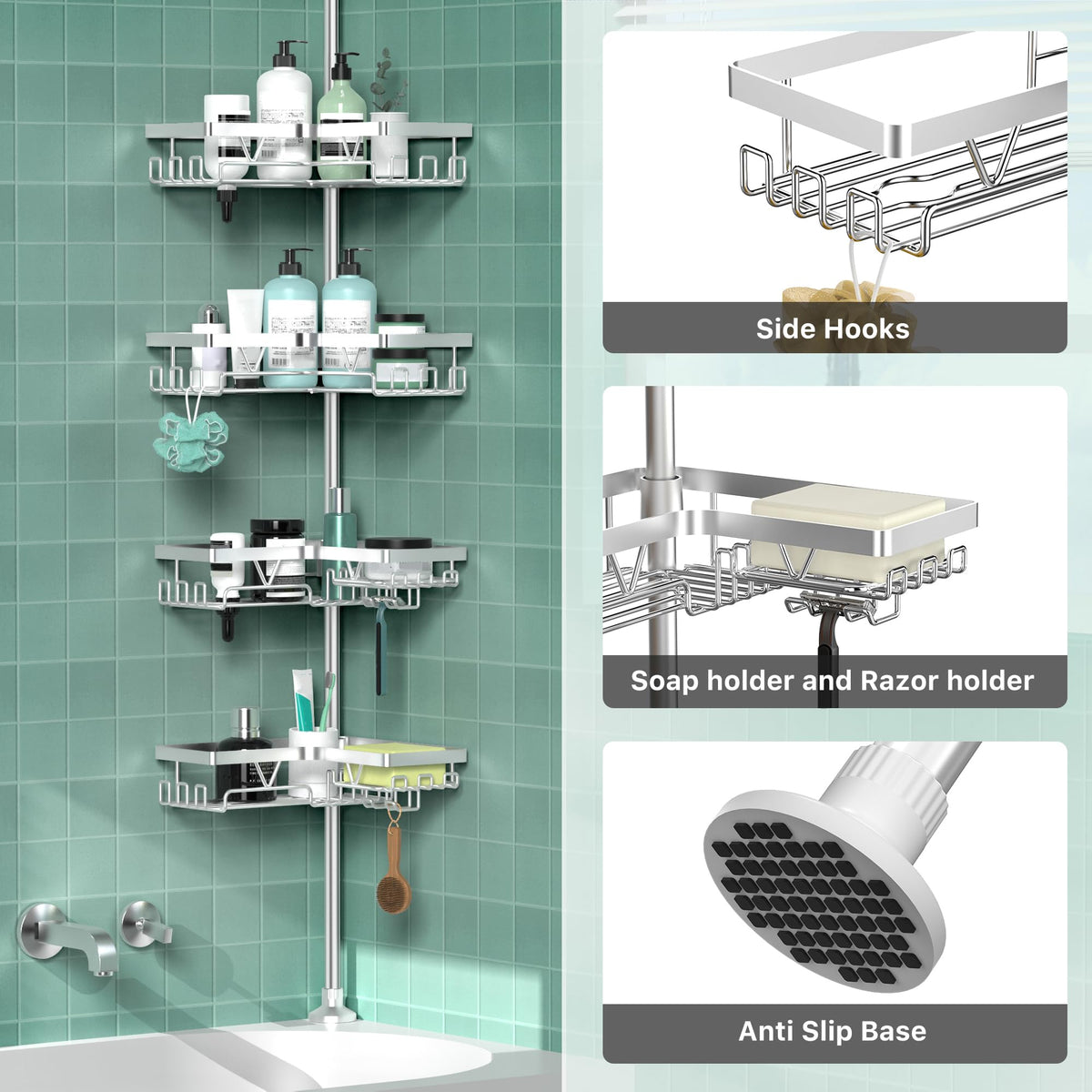 DAOYA Shower Caddy corner design maximizes small bathrooms with efficient storage.