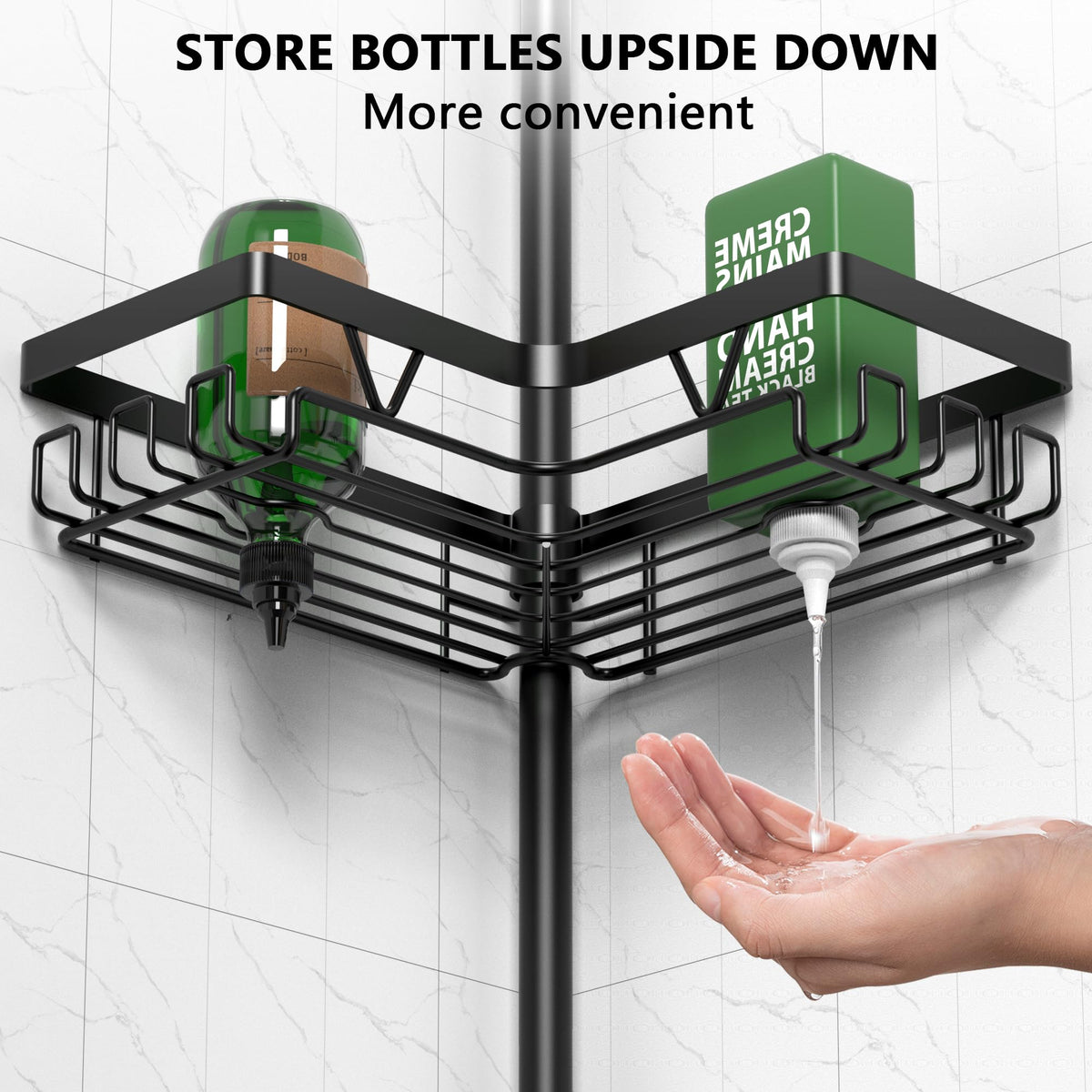 DAOYA shower caddy edge hooks design enables hanging razors and loofahs for easy access.