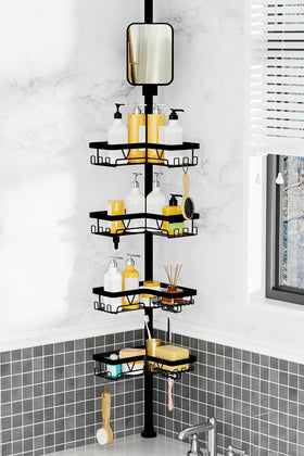 DAOYA shower caddy tension pole with anti-fog mirror for organized shower routine