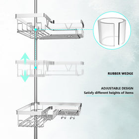 DAOYA Shower Caddy tension rod extended demonstrates adjustable height for oversized bottles.