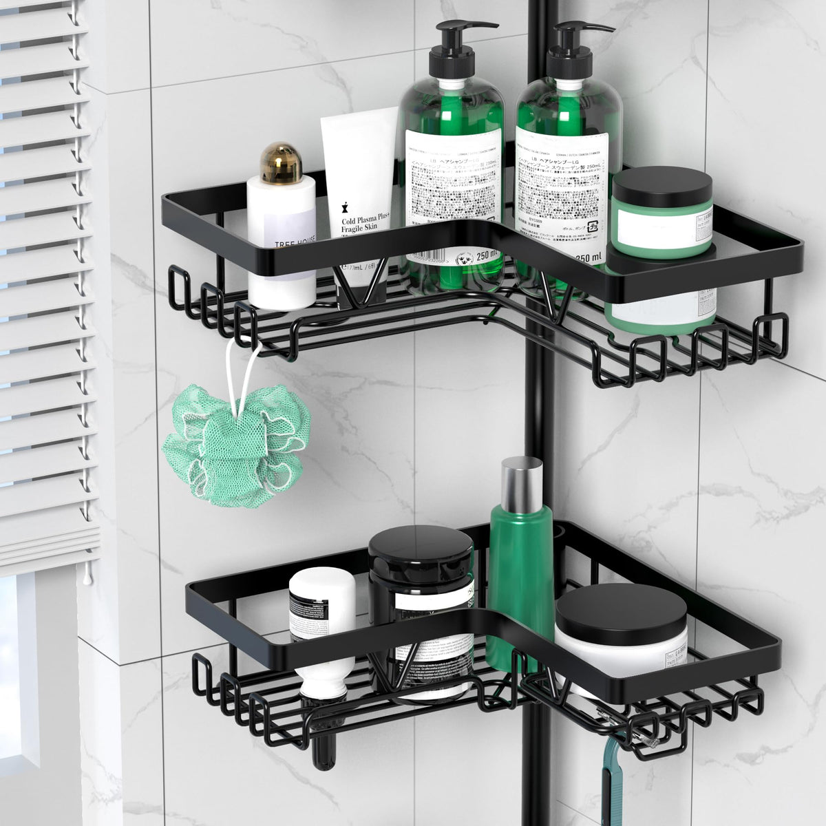 DAOYA stainless steel bathroom organizer highlights rustproof, easy-clean surface for humid spaces.