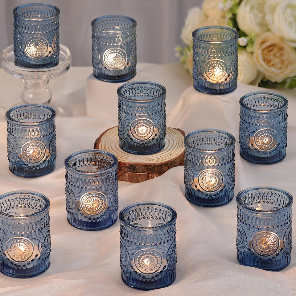 DARJEN blue votive holders 36-pack for warm table ambiance