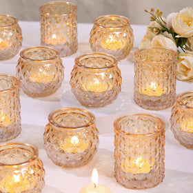 DARJEN gold votive candle holders 24-pack glass for elegant wedding centerpieces.