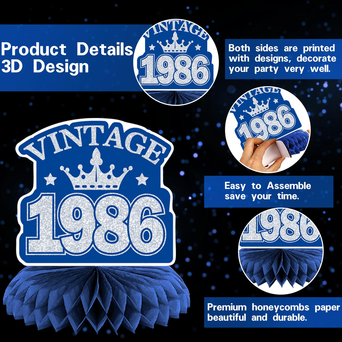 DARUNAXY 40th latex balloons in blue and silver for vibrant celebration decor.