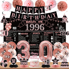 DARUNAXY Back in 1996 banner with rose gold theme for stylish party decor
