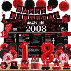 DARUNAXY Back in 2008 banner decor for stylish 18th birthday celebrations