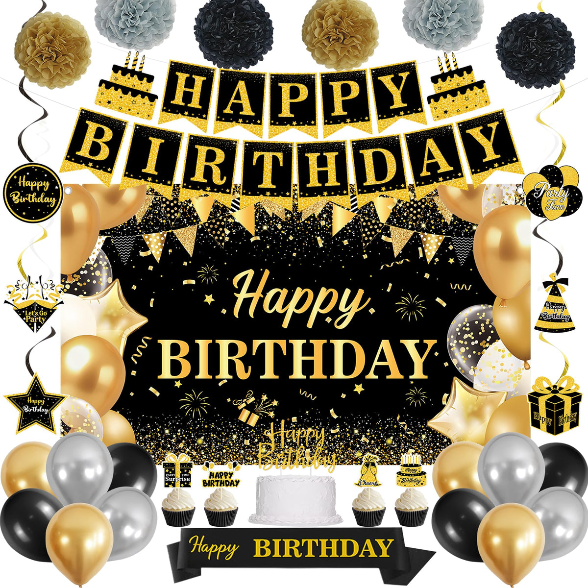 DARUNAXY birthday banner backdrop for stylish indoor celebrations and photo-ready moments.