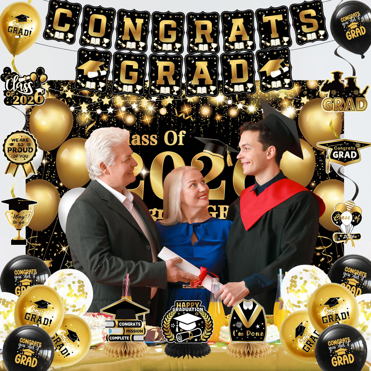 DARUNAXY black and gold latex balloons for bold color accents