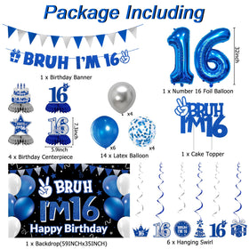 DARUNAXY blue 16-number foil balloon provides striking milestone accents for the party.