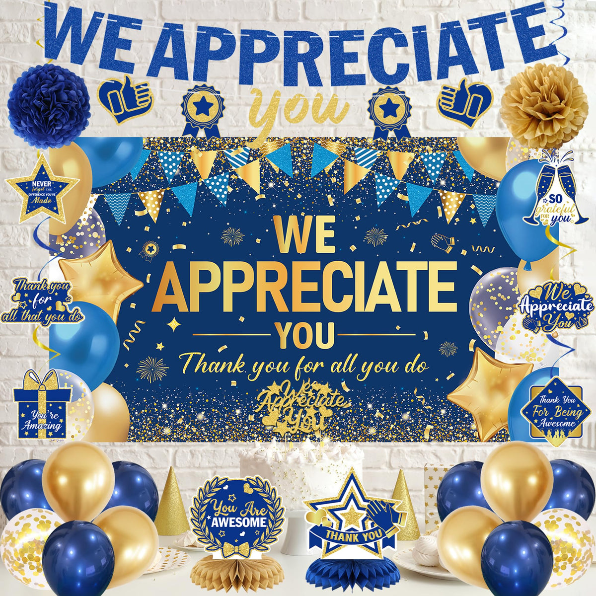 DARUNAXY blue and gold balloons create a festive, cohesive look.