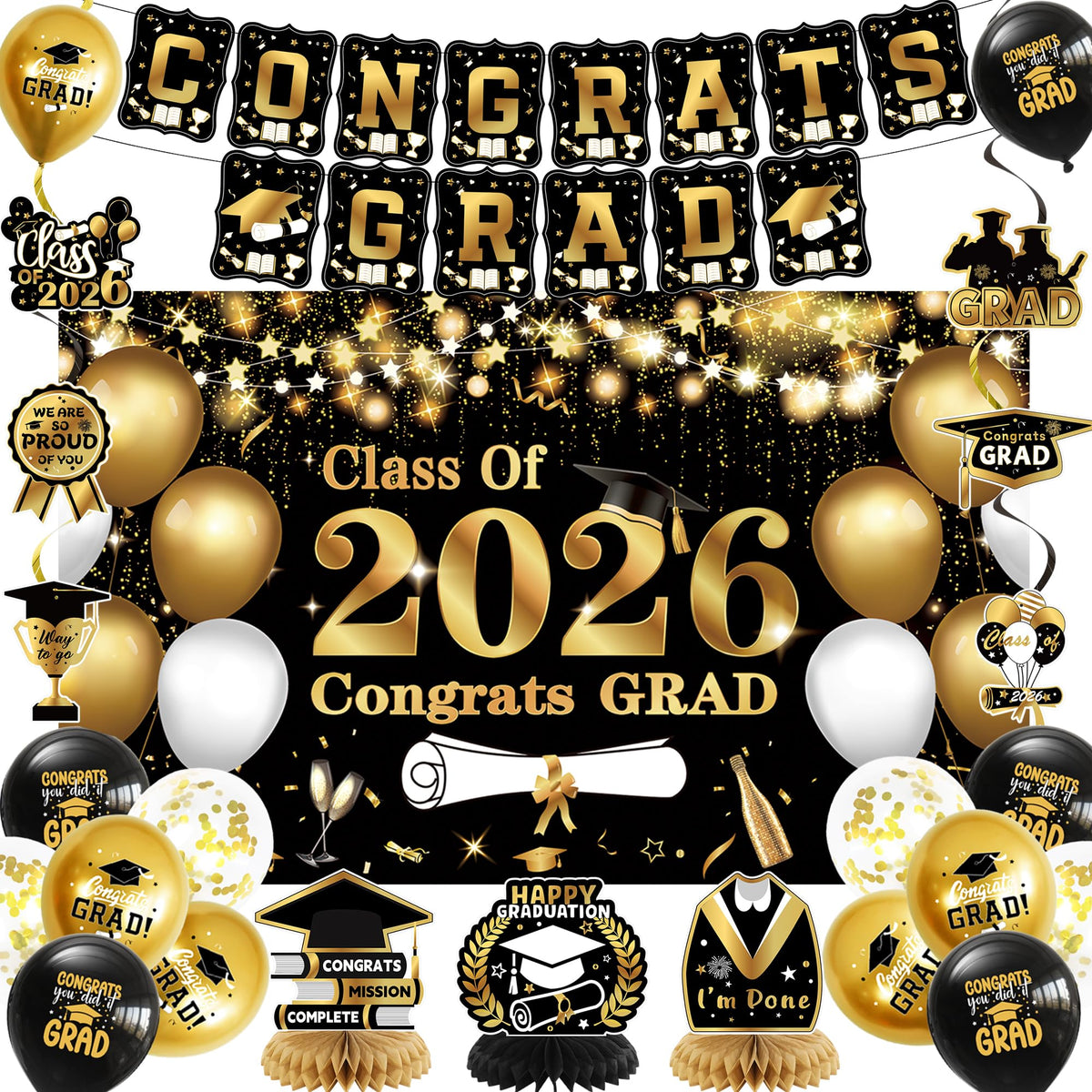 DARUNAXY Class of 2026 banner for standout graduation photos
