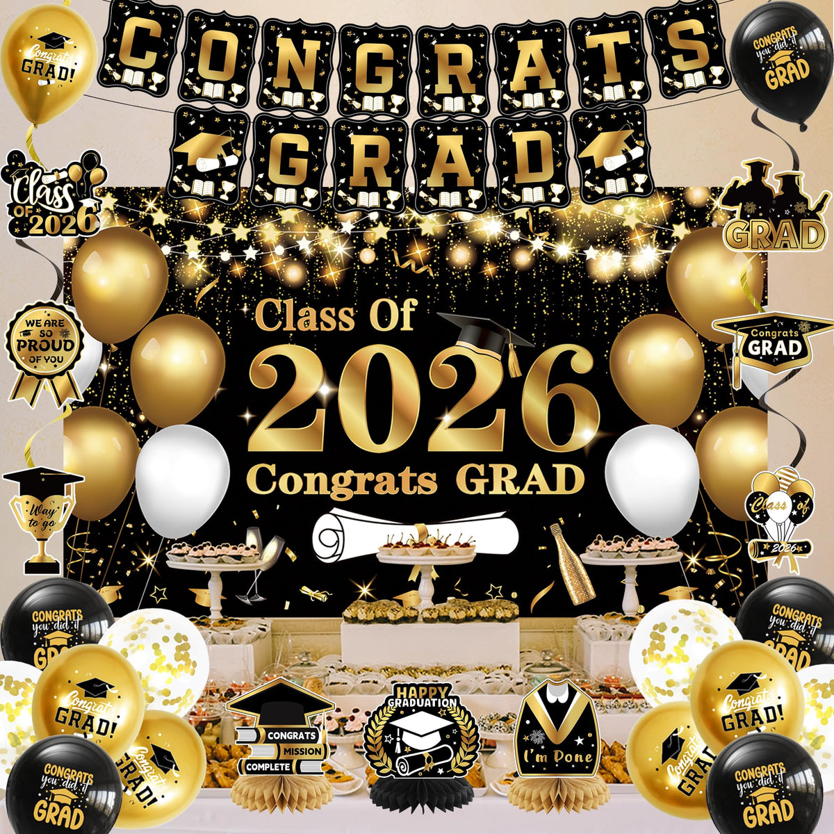 DARUNAXY Class of 2026 decoration set offers cohesive styling