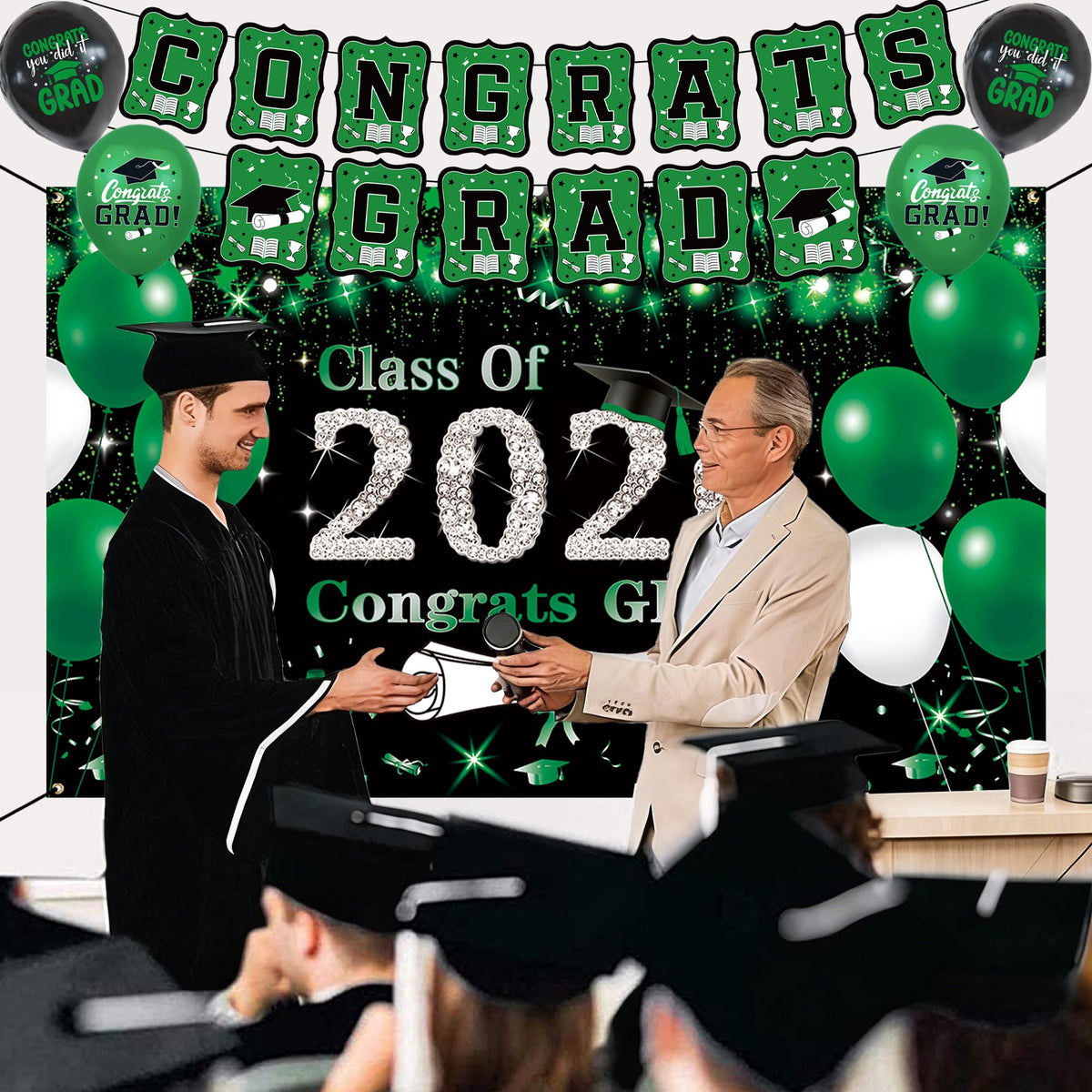 DARUNAXY CONGRAT GRAD glitter banner focal point for celebrations