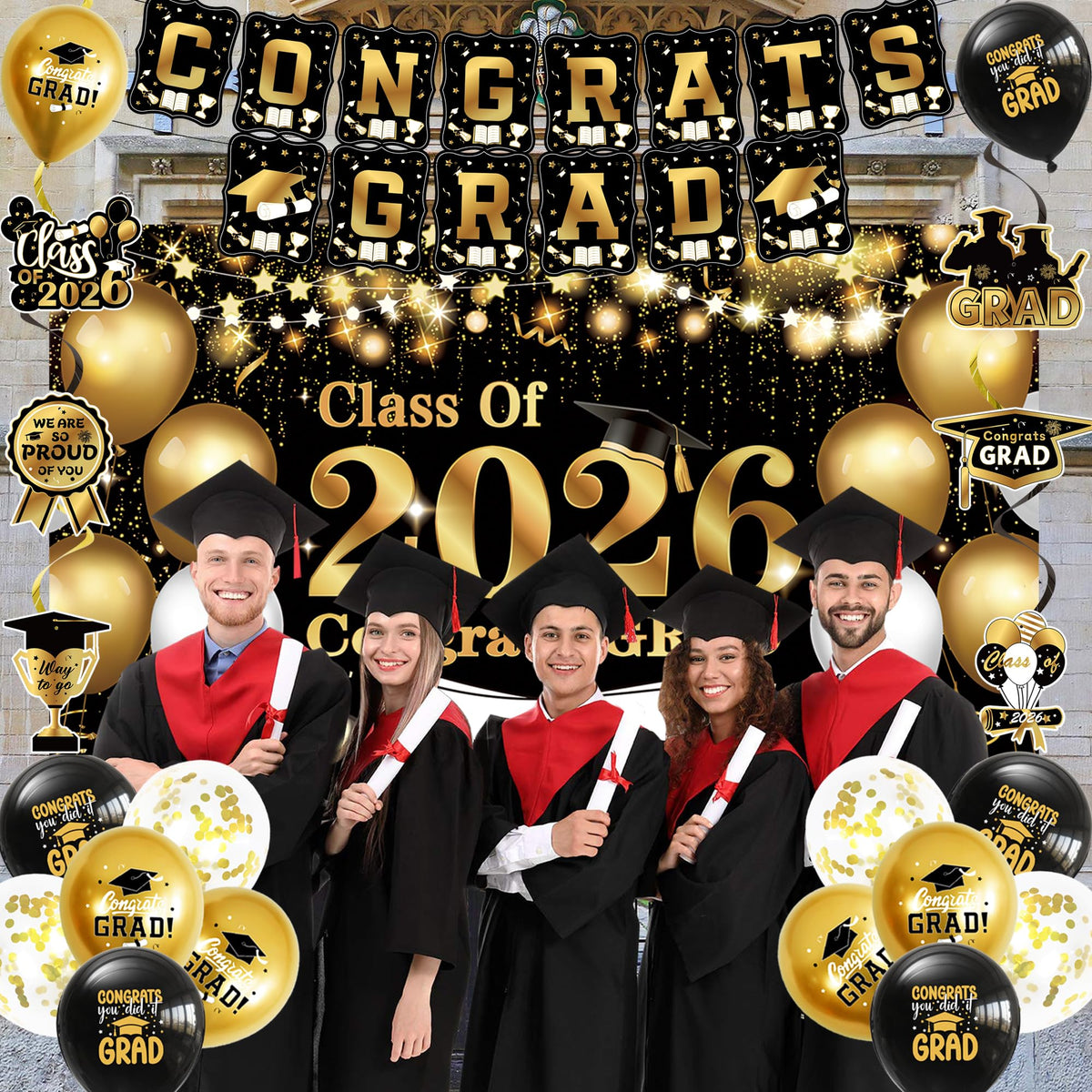 DARUNAXY gold confetti balloons enhance celebratory details