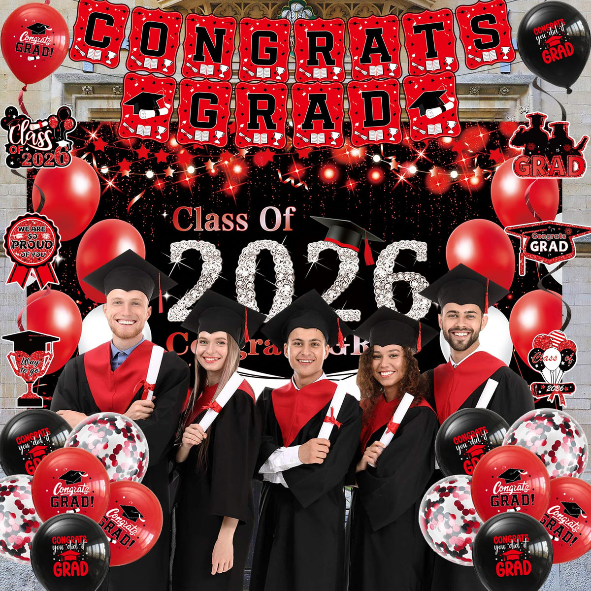 DARUNAXY Graduation theme decor pack offers cohesive party styling.