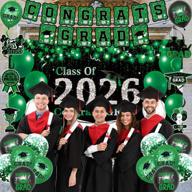 DARUNAXY Green Class of 2026 themed decor elevates party ambiance
