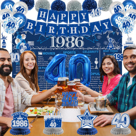 DARUNAXY Happy 40th Birthday glitter banner brings festive sparkle to walls.