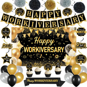 DARUNAXY happy workiversary fabric backdrop for a bold reusable celebration focal point