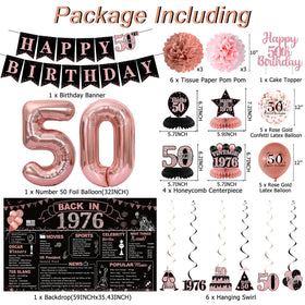 DARUNAXY rose gold 50-number balloon highlights the milestone