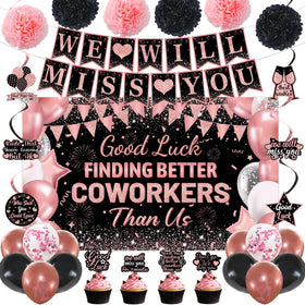 DARUNAXY rose gold coworker farewell banner creates a stylish party backdrop for photos