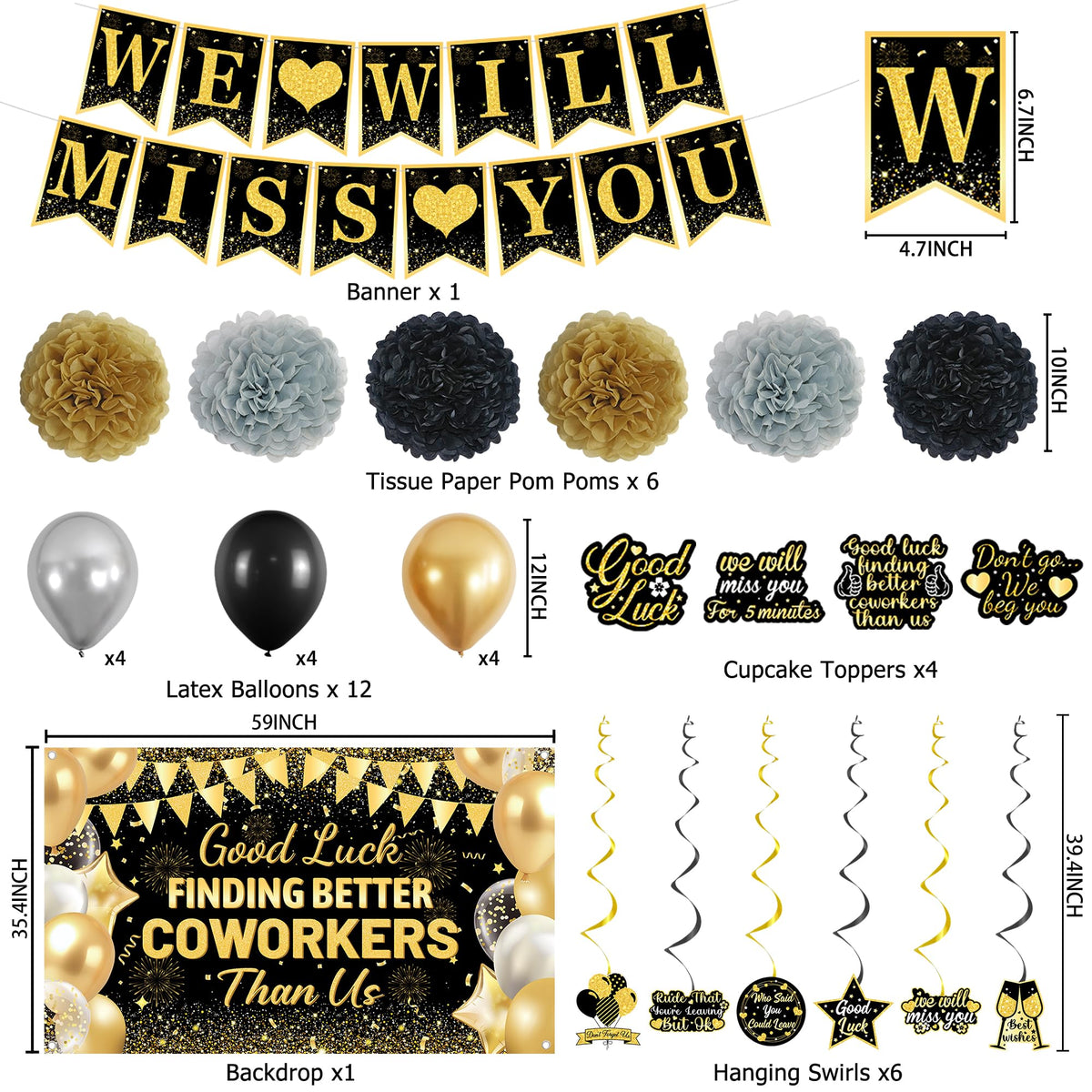DARUNAXY we-will-miss-you glitter banner adds festive sparkle to farewell parties