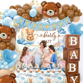 DataMoon Teddy Bear Boho balloons create a playful focal point for gender reveal.