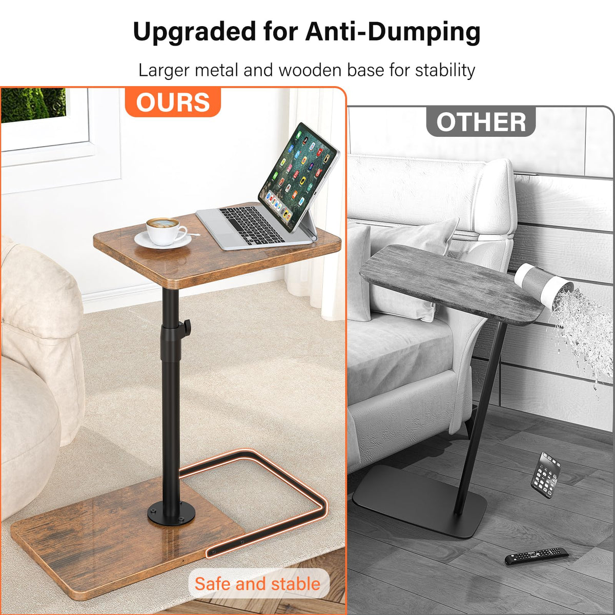 Dataroad Selead TV Tray enlarged base stays stable on surfaces