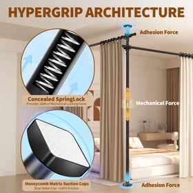 Daurore Paw heavy-duty stainless steel rod supports curtains securely.