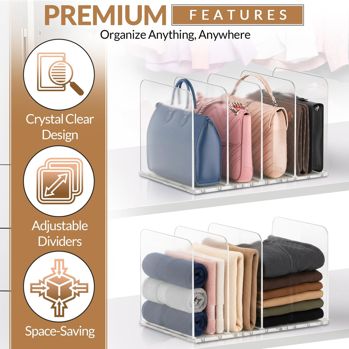 DAVIDOK base system for purse dividers—stable, versatile storage