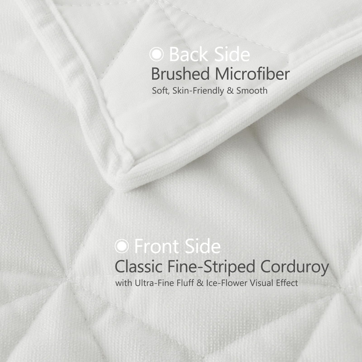 DAWNDIOR quilt back features soft microfiber for skin-friendly comfort.