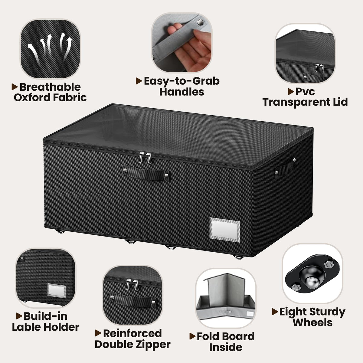 Dayacoco under bed storage with 360° wheels glides smoothly.