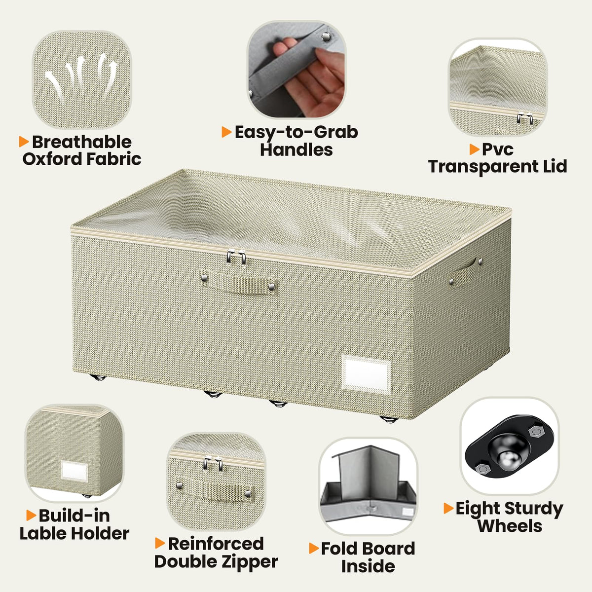 Dayacoco under-bed storage with 360-degree wheels rolls smoothly for easy repositioning.