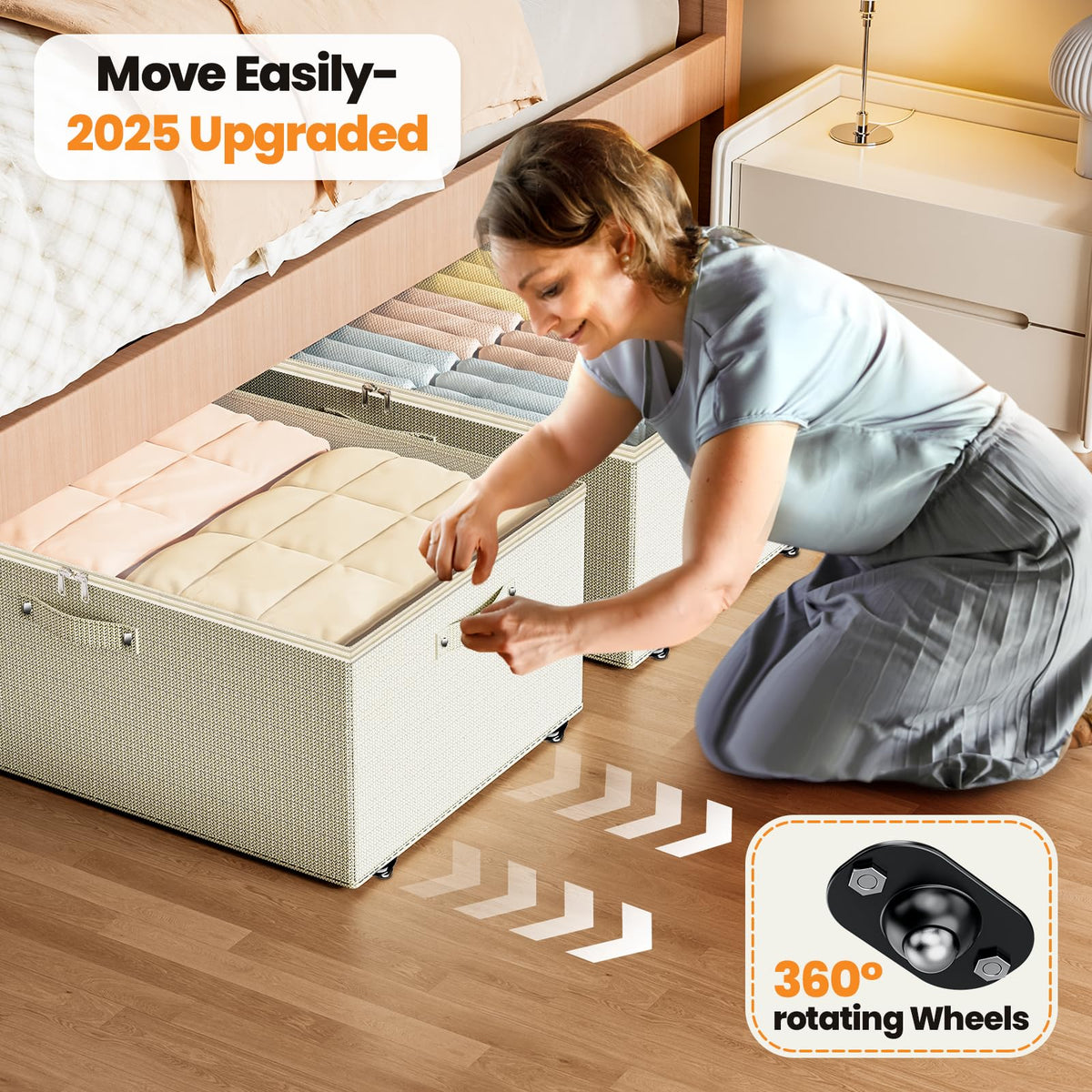 Dayacoco under-bed storage ideal for dorm rooms and compact living spaces.