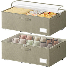 Dayacoco under-bed storage with wheels in durable oxford fabric for organized clothing.