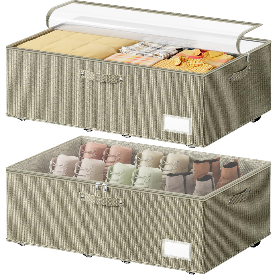 Dayacoco under-bed storage with wheels in durable oxford fabric for organized clothing.