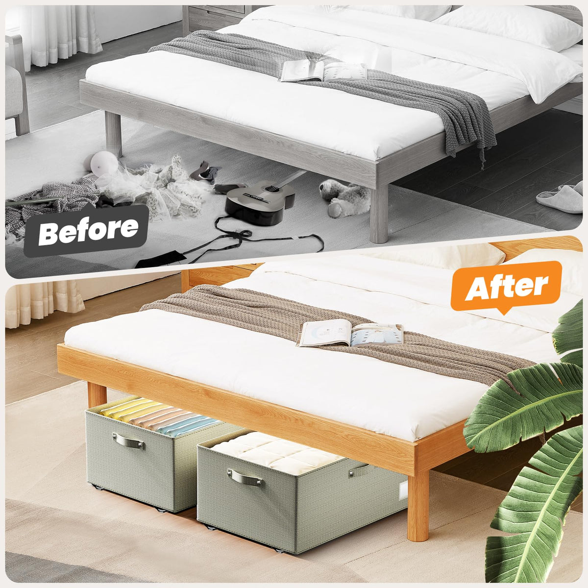 Dayacoco under-bed storage fits under beds and sofas for hidden organization.