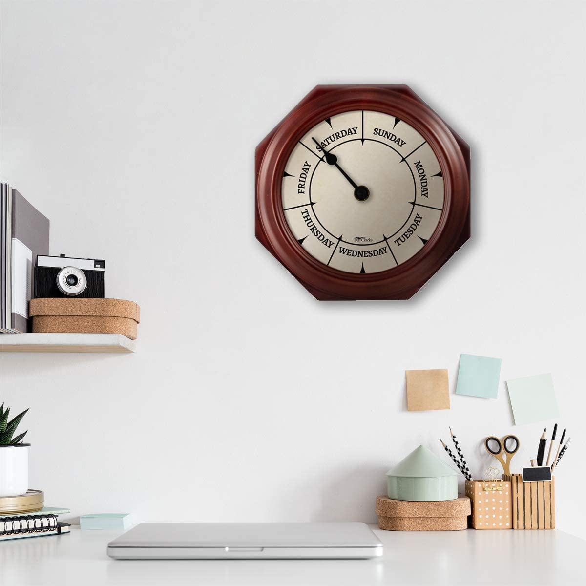 DayClocks US-made mahogany frame emphasizes premium construction