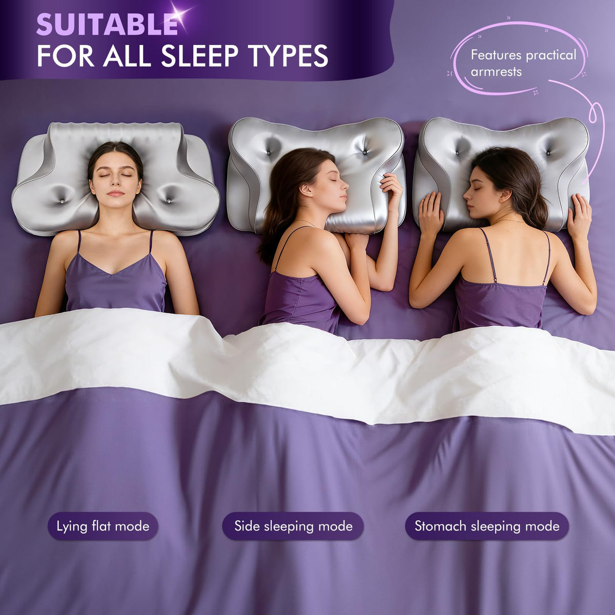 Dayme neck pillow side sleeping position demonstrates proper alignment