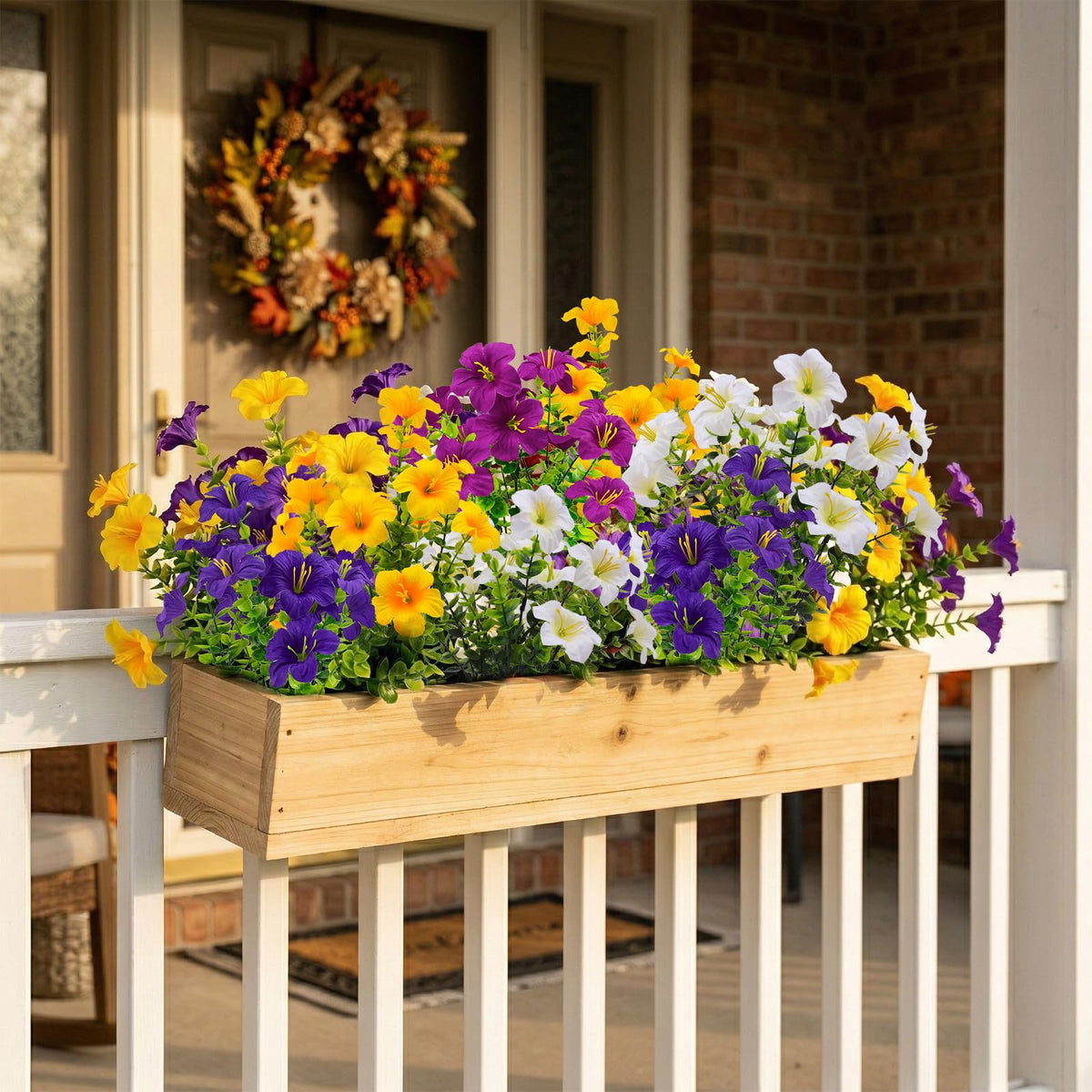 Daynight faux petunias red violet tones for front porch accents and balcony displays.