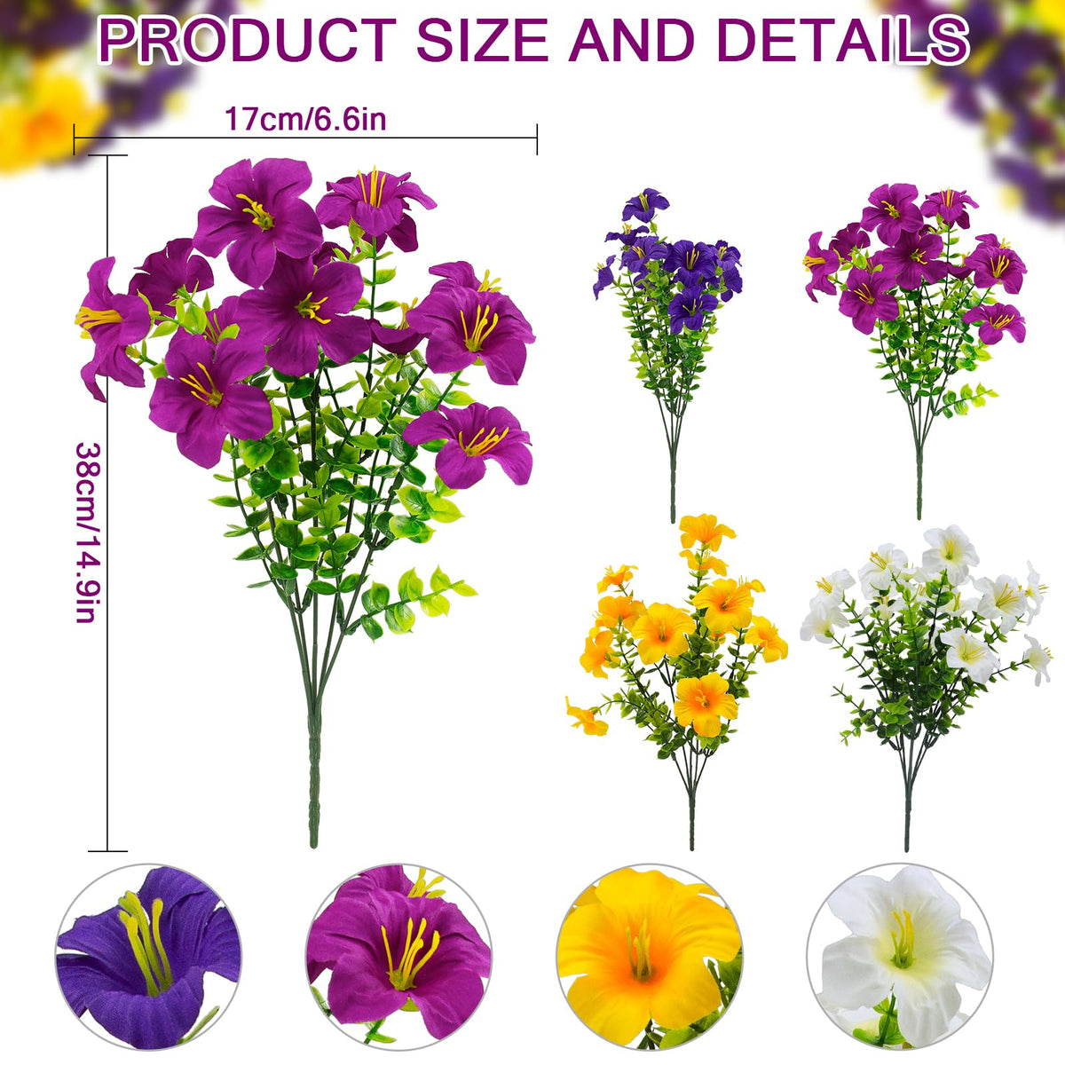 Daynight faux petunias outdoor flowers in yellow, perfect for window boxes with year-round color.