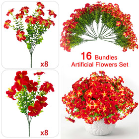 Daynight artificial petunias for patio decoration, weatherproof shine.