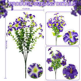 Daynight artificial petunias with silk and plastic petals resemble real blooms