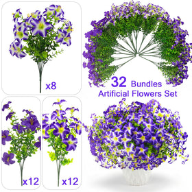 Daynight outdoor faux petunias brighten porch and garden spaces